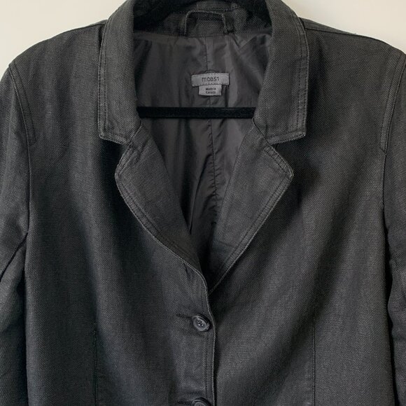 m0851 |  Blazer 100% COTTON size Large black water-resistant coat jacket - Picture 4 of 13